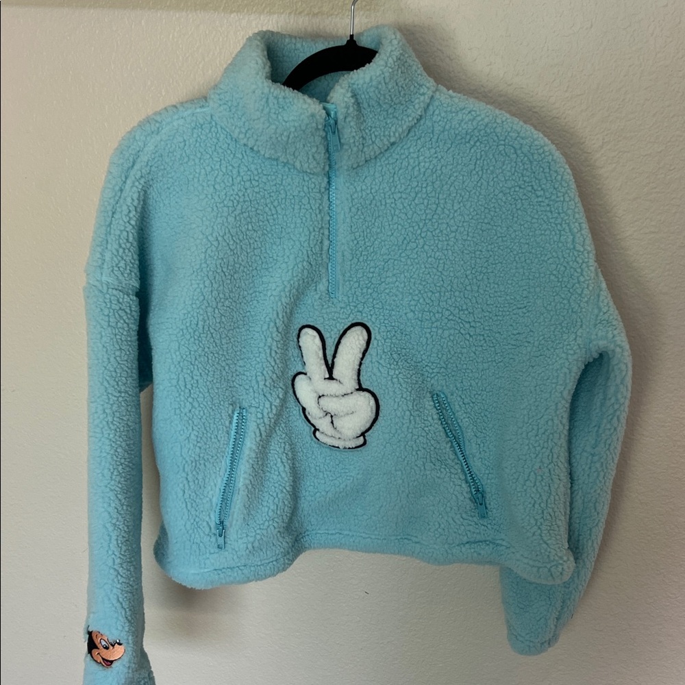 Disney Light Blue Sherpa Pullover with Character embroidery